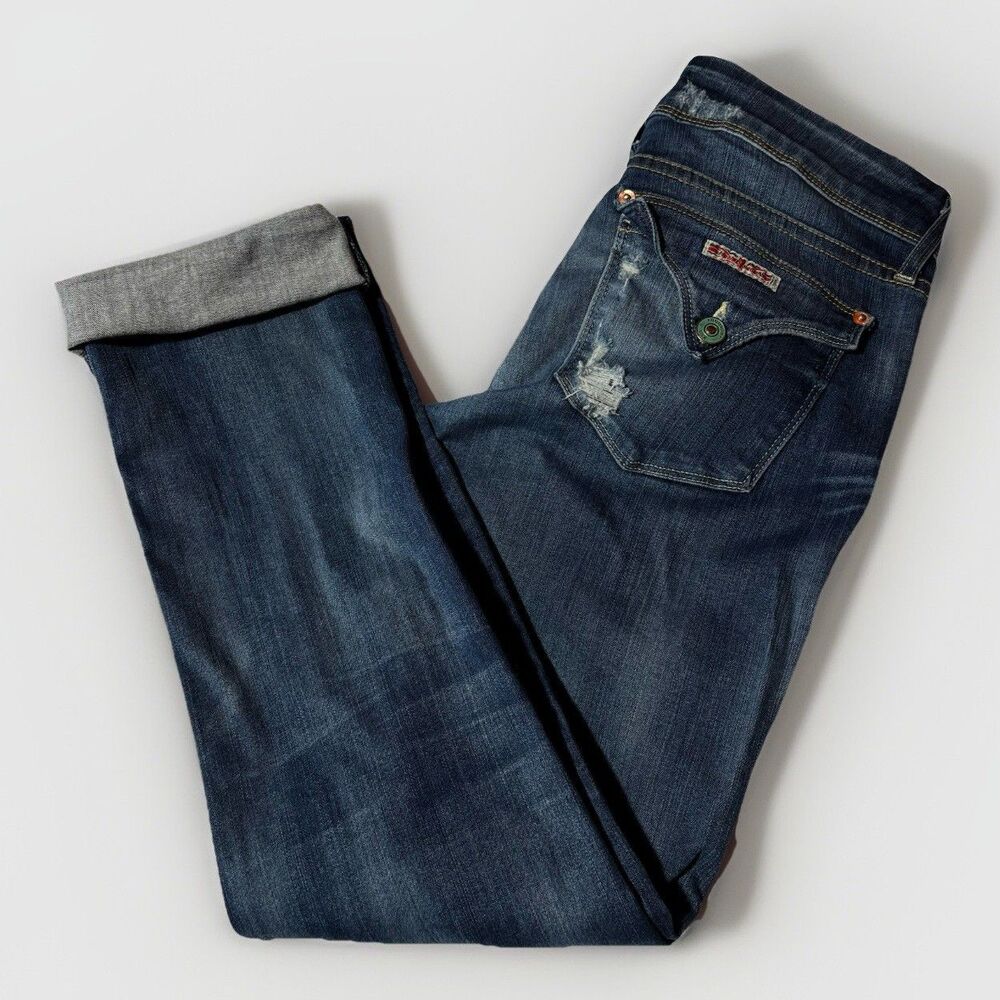 Hudson Ginny Crop Straight Cuff Denim Jeans Women's Size 29 Festival Casual